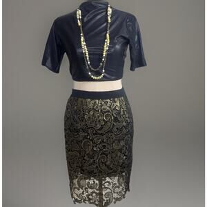 Francesca Baroque Gold Black Lace Skirt | Goth | Dark Romance | Moody Academia